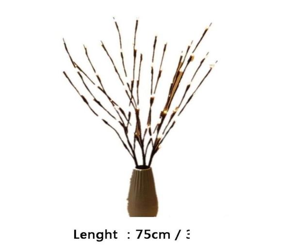 Décoration d'arbre de Noël Branche de saule 20 bulbes clignotant la lumière LED corde à vase de saule lampe à bricolière Willow Home GA BBYPKn Emballage20104643307