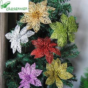 Décorations d'arbre de Noël 5 pcs 13 cm fleurs artificielles année décorations de Noël pour la maison natal kerst navidad Y201020