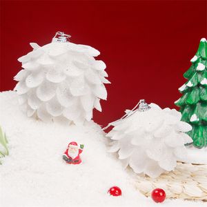 Décorations d'arbre de Noël 8cm Pétale Glitter Mousse Boule Blanche-Neige Ornement Suspendu de Noël