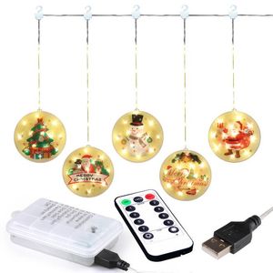 Decorazioni per l'albero di Natale conveniente e pratico Lampadario da parete in vetro decorativo USB Tenda a sospensione a colori Stringa di luci a LED Nessuna batteria