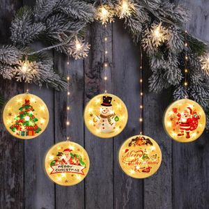 Kerstboom decoraties USB of batterij 14cm opknoping gordijn LED-verlichting string decoratieve glazen muur kroonluchter