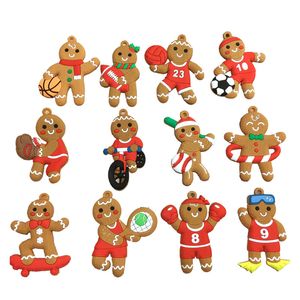 Ornements de bonhomme de pain d'épice d'arbre de Noël 12pcs / set Figurines assorties de pain d'épice de PVC décorations de vacances de nouvel an