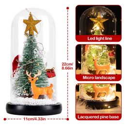 Décorations de couverture en verre d'arbre de Noël avec carte de voeux à la LED pour le bureau à domicile décor de bureau cadeau de Noël pour la famille