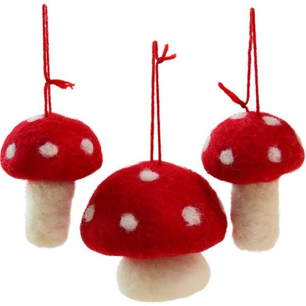 Arbre de noël suspendu en coton, champignon rouge doux, ornement de noël, décoration de fête pour la maison et le bureau, jolie décoration de porte murale 348t