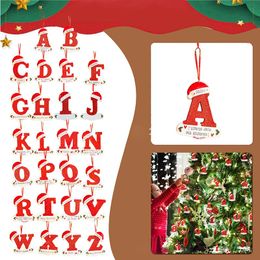 Décorations suspendues pour arbre de noël, Alphabet anglais en forme de lettre A-Z avec pendentifs pour chapeau de noël
