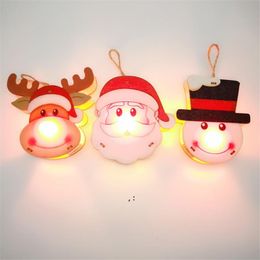 Arbre de Noël suspendu pendentif lumière Santa bonhomme de neige cerf design lumineux en bois suspendu ornement décorations d'arbre de Noël JNB15700