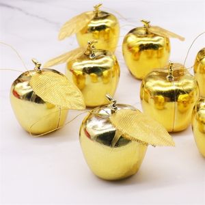 Kerstboom ornamenten 12 stks Xmas Gold Red Apples Creativiteit Jaar Pendants Festival Party Home Diy Hanging Decorations Y201020