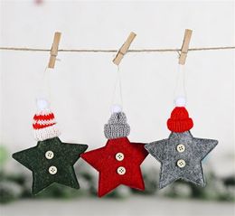 Kerstboom Ornamenten Gebreide Hoed Vijfpuntige Star Bomen Hanger Xmas Decoraties Over 10 * 13cm 3 Kleur DD630