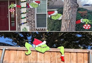 Arbre de Noël peeker sculpture voleur à main coupé de Noël grinchs grinchs max décorations de jardin extérieur autocollants muraux h11736841