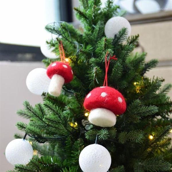 Pendentif d'arbre de noël en feutre, décoration suspendue en forme de champignon, décoration de fête à domicile, ornements du nouvel an 20211289f