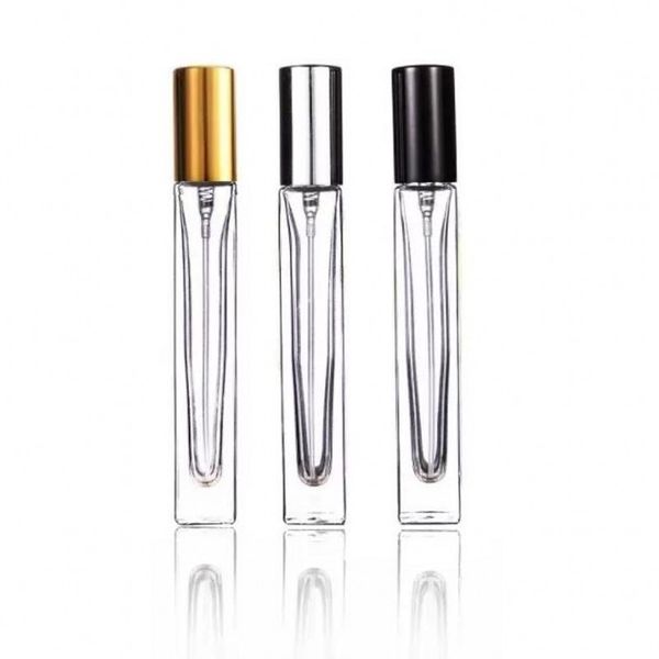 10 ml carré favorite mini verre transparent huile essentielle de parfum de parfum atomiseur d'atomiseur de voyage portable de parfum de contenant cosmétique C0621G03