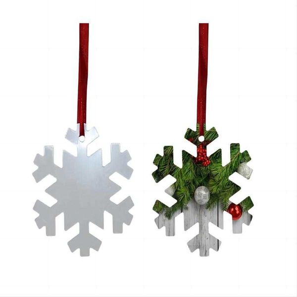 Pendentif en forme d'arbre de Noël Sublimation Plaque d'aluminium double face vierge Étiquette suspendue en métal