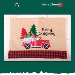 Kerstboom rode vrachtwagen placemats tafel mat winter santa claus buffel plaid placemat dineren huis xmas tafel decoratie cyz2813 50st