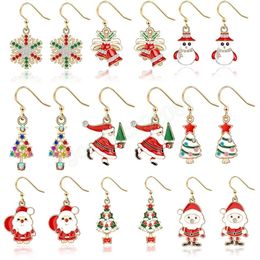 Kerstboom Santa Claus Deer Bell Handschoen Sneeuwvlok Dange oorbellen voor vrouwen meisjes feest vakantie nieuwjaar sieraden geschenken