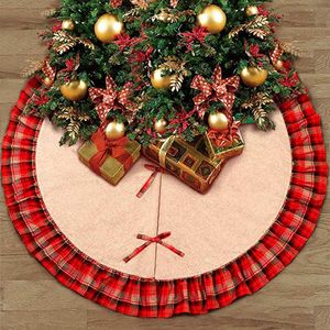 Kerstboomrokken bowknot patchwork Home Pad rode roosters linnen ornament festival benodigdheden decoratie