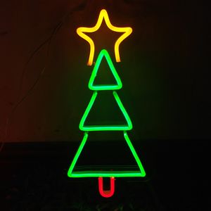 Arbre de noël petit signe vacances éclairage fête maison bar lieux publics fait à la main néon 12 V Super lumineux