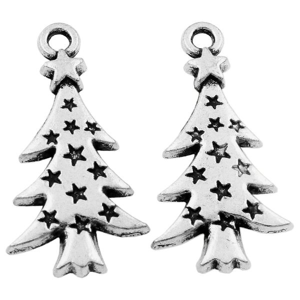 Árbol de navidad Star Light Spacer Charm Beads 14.4x26.2mm Pendientes de plata tibetana Joyería DIY L748 200PCS / LOT