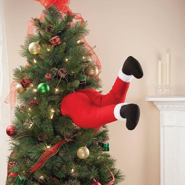 Arbre de Noël Stick Out Santa Kicking Legs pour arbre de Noël décoratif porte ornement intérieur en peluche décor décorations par seaT2I52972