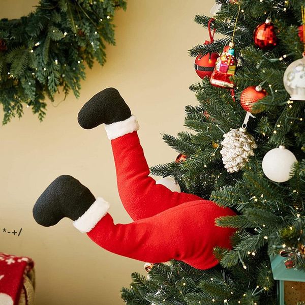 Arbre de Noël Stick Out Santa Kicking Jambes pour Arbre de Noël Décoratif Porte Ornement Intérieur En Peluche Décor Décorations JJE10712