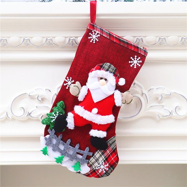 Arbre de Noël bas Bea Elk bonhomme de neige r motif père Noël cadeau bonbons chaussette sac pendentif décoration de Noël arbres suspendus bas BH4877 TYJ