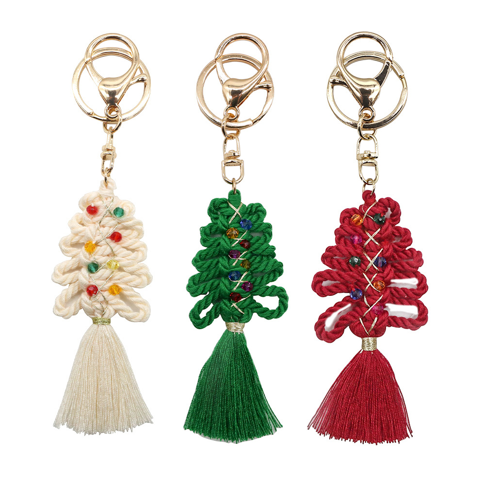 Christmas Tree Tassel Keychain Hand Woven Keychain Fashion Accessories Bag Pendant Keyring