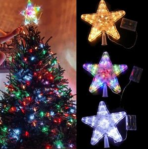 Kerst Tree Top Star Lights Xmas Trees Decoratie Ornamenten Batterij Power Garland Nieuwjaar Kerstversieringen voor Home