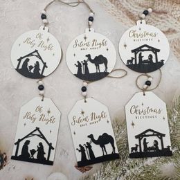Pendentif en bois d'arbre de Noël bricolage artisanat en bois ornement suspendu pour les décorations de noël de bonne année