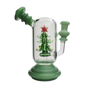 árboles de navidad Cachimbas Bong de vidrio Reciclador Pipa de agua para fumar Dab Rig 17.5cm Altura con junta de 14 mm