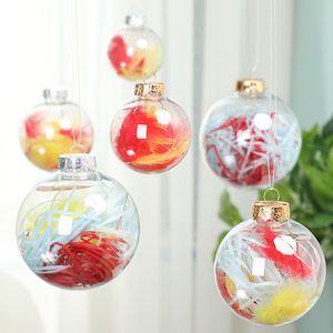 Boule de décoration de sapin de noël, boule ronde vide en plastique transparent, ornement d'arbre de noël suspendu à faire soi-même, fournitures artisanales 6/8/10CM