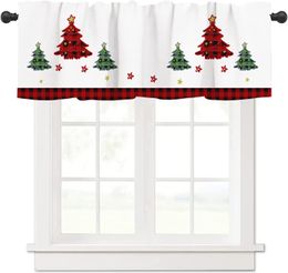 Rideaux de cantonnière de Noël pour fenêtres sapin de Noël blanc-rouge cantonnières de cuisine élégantes pour traitements de fenêtres pour cuisine salle de bain chambre 54 x 18 pouces