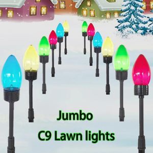 Lumières de passerelle de noël, énergie solaire/boîtier de batterie, ampoule sur piquet, lampe de pelouse, décorations extérieures pour jardin de vacances