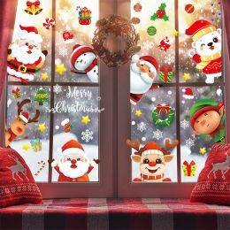 Pegatinas de pared de Navidad Disponente de la ventana Santa Claus ELK ELCH STACKER Glass Ventana PVC Ventana Merrible decoración de Navidad