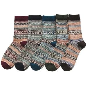 Kerst Warm Patroon Sok Winter Fijne Wol Retro Mans Socken Mode Sokken Heren 5 Dikke Kleurrijke 231226
