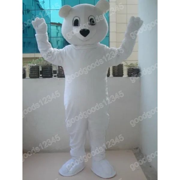 Christmas blanc Polar Bear Mascot Costumes Halloween Cartoon personnage de personnage de personnage personnage Carnaval Noël publicitaire Fête d'anniversaire Fancy Dishy