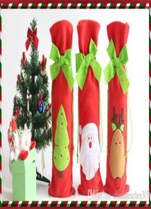 Kerst Wijnfles Tas Diner Feestdecoratie Strik Rode Hert Kerstboom Kerstman Fles Cover Tas Kerst5585804