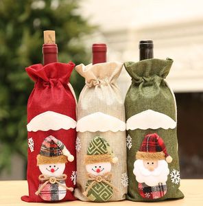Christmas Wine Fles Cover Tassen Sneeuwpop Kerst Gift Tassen Xmas Sack Packing presenteert Chrismas Nieuwjaar 2021