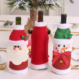Kerstmis wijnfles cover cartoon trui santa rendier sneeuwpop rode wijnzak xmas feest decoraties tafel ornamenten llf12002