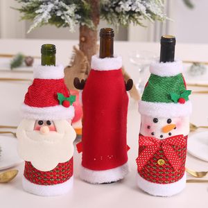 Kerstmis wijnfles cover cartoon trui santa rendier sneeuwpop rode wijnzak xmas feest decoraties tafel ornamenten llb11945