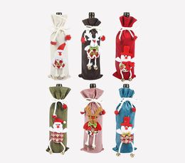 Christmas Wine Fles Cover Flanel Santa Claus Doll Champagne Rode Wijn Pakket Gift Tas Cover Thuis Tafel Xmas Decoration XY465