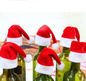 Cubierta de botella de vino de Navidad Sombrero pequeño para decoraciones de botellas de Navidad Regalo para niños Feliz Año Nuevo Bar Decoración de mesa Suministros cap SN3186