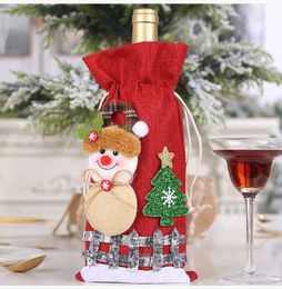 Kerstmis wijnfles hoesjes tas vakantie Santa Claus champagne fles cover rode vrolijke kerst tafel decoraties voor thuis DHL gratis