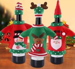 Kerstwijnflesjes Covers Santa Claus Snowman Elk Wine Bottle Sweater Cover met hoed Nieuwjaar Xmas Home Dinner Party Decor6979325