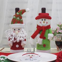 Noël vin ensemble bouteille couverture sacs décoration maison fête tissu + tirer tissu, laine Santa noël noël Navidad décoration