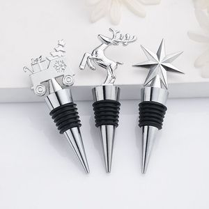 Kerstwijn stop bargereedschap Santa Claus Elk Snowflake Metal Bottle Stopper Party Supplies RRA478