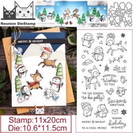 Christmas Hiver Penguin Fawn Deer Clear Stamps and Dies Scrapbooking New Arrival 2021 Christmas Met Meud Coupeurs Coute Dies