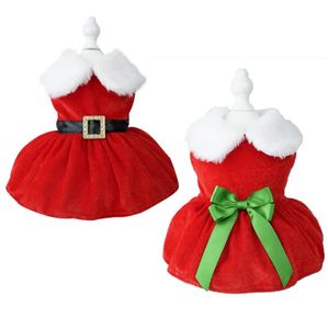 Vestidos navideños de invierno para mascotas, ropa para perros, falda cálida con estampado bonito para cachorros y gatos, vestido de algodón para gatitos, ropa para mascotas