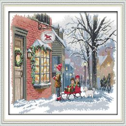 Souhaits de Noël Snow Scenic décor à la maison peinture à la main point de croix artisanat outils broderie couture ensembles compté impression sur ca277r