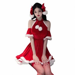 Noël Femmes Uniforme Fantaisie Dr Père Noël Cosplay Costume Hiver Rouge En Peluche Dr Costume Sexy Party Mini Dr Maid Bunny K5fm #