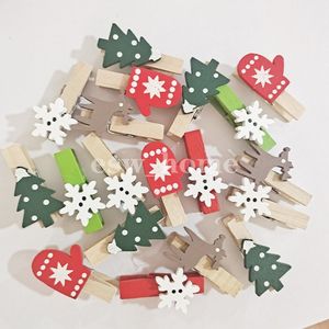 Kerst houten clips feestdecoratie foto muur clip diy ornamenten decoraties voor huis kinderen cadeau