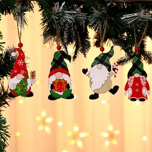 Kerstmis Houten Faceless Pendants Ornamenten Creative Wood Craft Xmas Tree Decorations Party 2022 Home Decor XDJ067